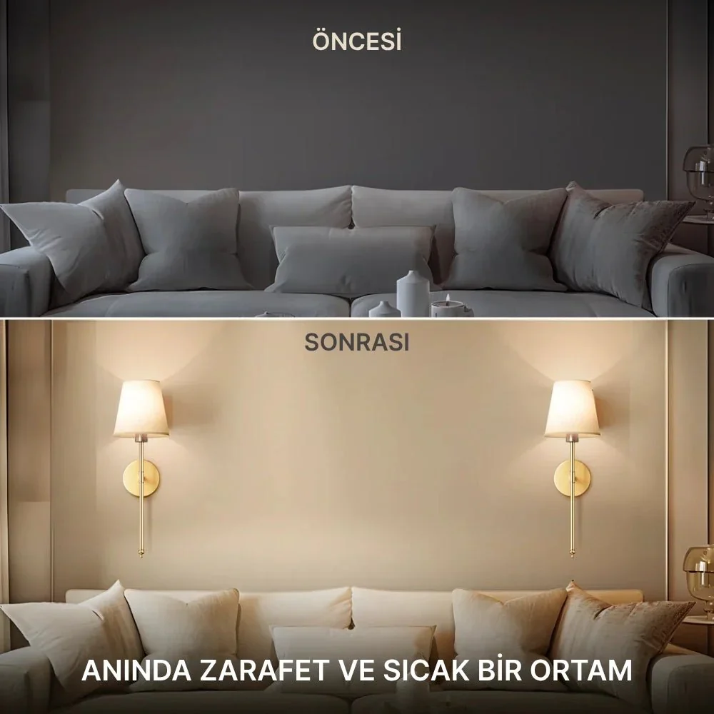 Ledli Pilli Kablosuz Duvar Apliği