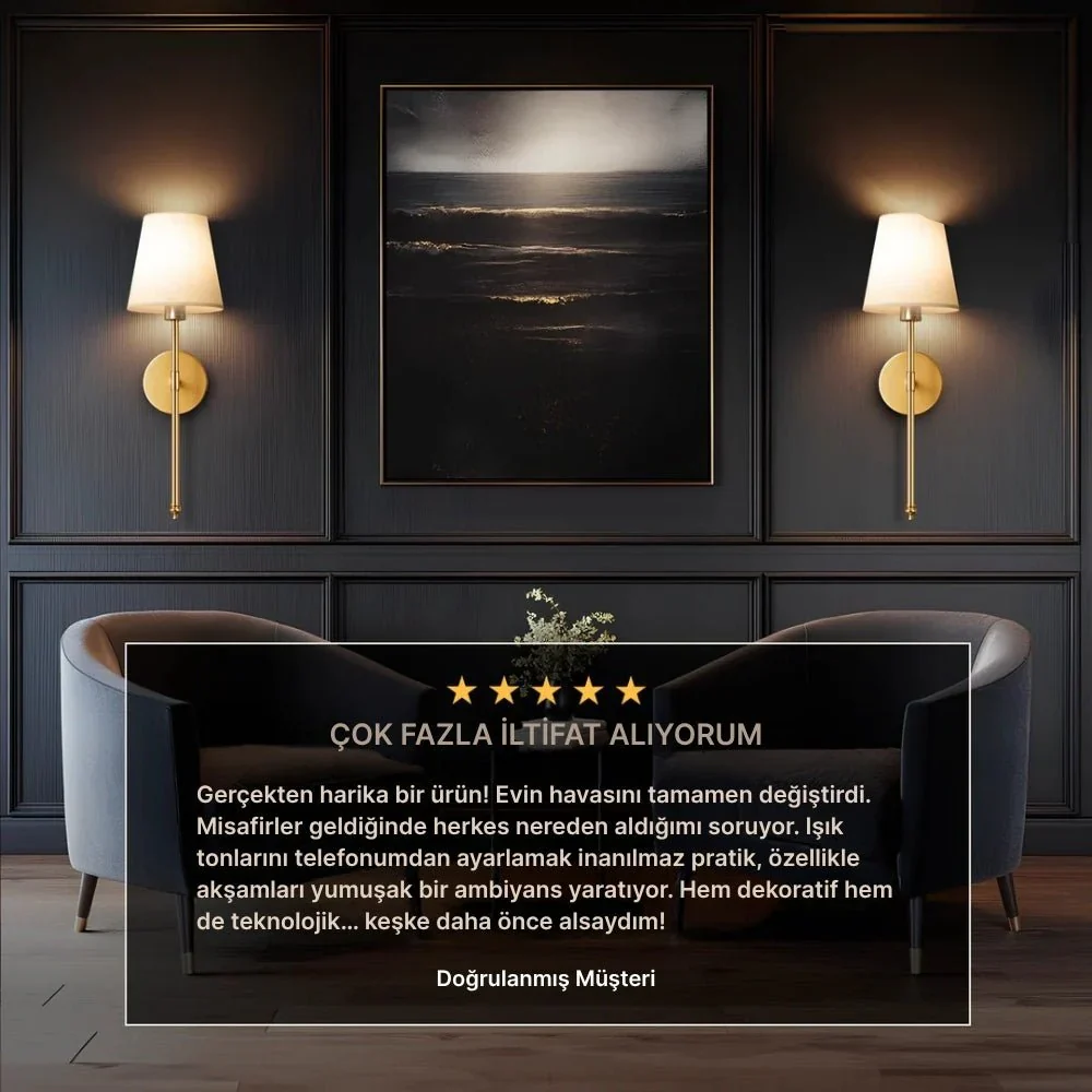 Ledli Pilli Kablosuz Duvar Apliği